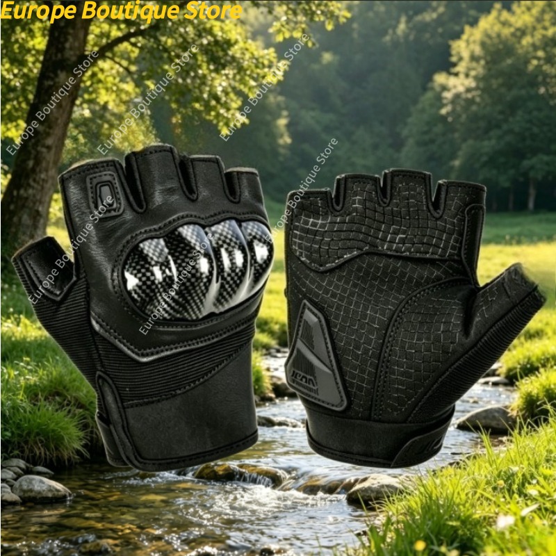 Motorcycle Gear For Summer - Rękawice motocyklowe z odkrytymi palcami, skóra