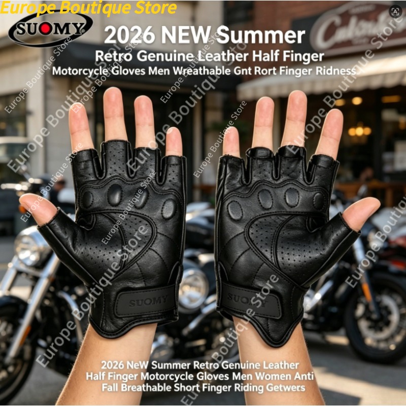 Motorcycle Gear For Summer - Rękawice motocyklowe z odkrytymi palcami, skóra